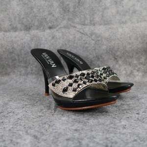Van Van Shoes Womens 36 Sandal Pumps Stiletto Heel Slip On Rhinestone Fashion